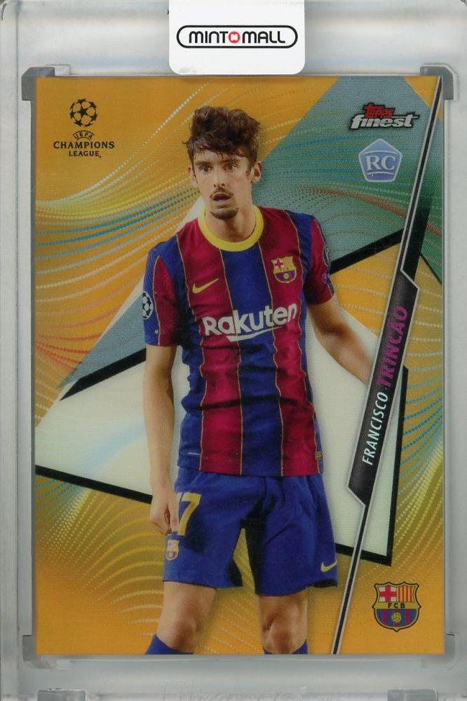 2020-21 Topps Finest UEFA Champions League FC Barcelona Francisco Trincao Orange Parallel Base Rookie Card 13 of 25