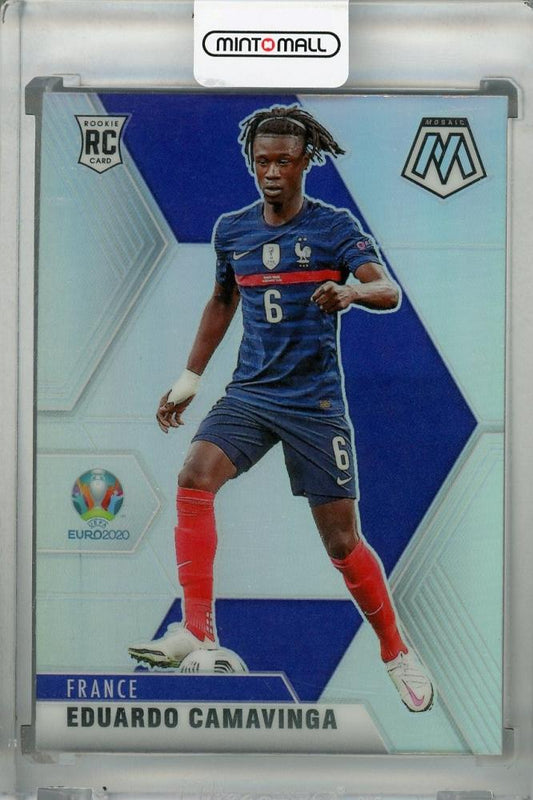2021 Panini Mosaic UEFA Euro 2020 France Eduardo Camavinga Base Silver RC football card