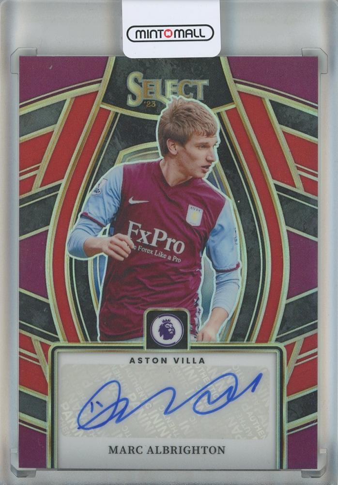 2023-24 Panini Select Premier League Soccer card featuring Marc Albrighton autograph from Aston Villa
