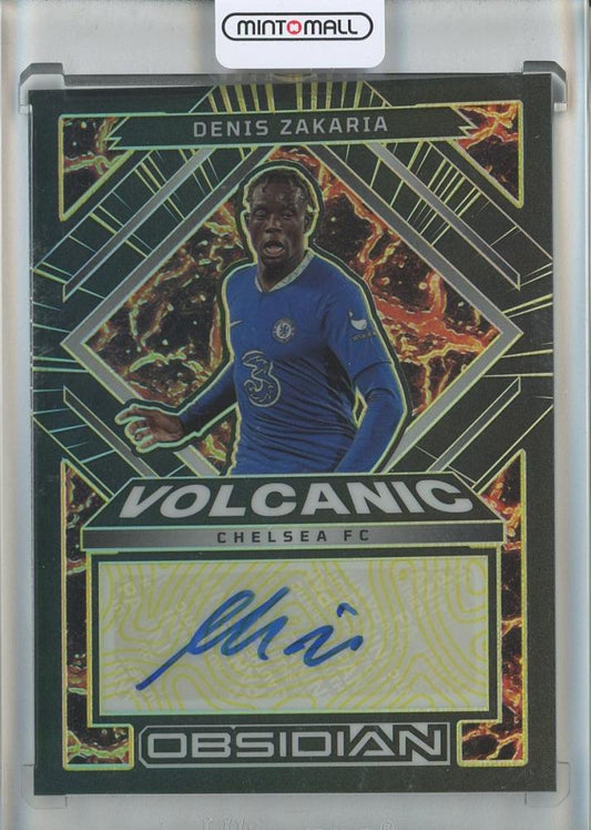 2022-23 Panini Obsidian Denis Zakaria Volcanic Signatures Electric Etch Yellow card #VS-DZK10/10 Chelsea FC