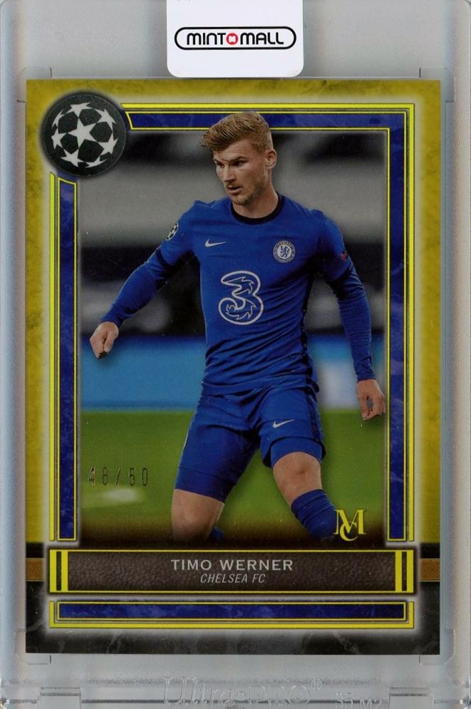 2020-21 Topps Museum Collection UEFA Champions League Timo Werner Gold #36 numbered 48 out of 50 trading card