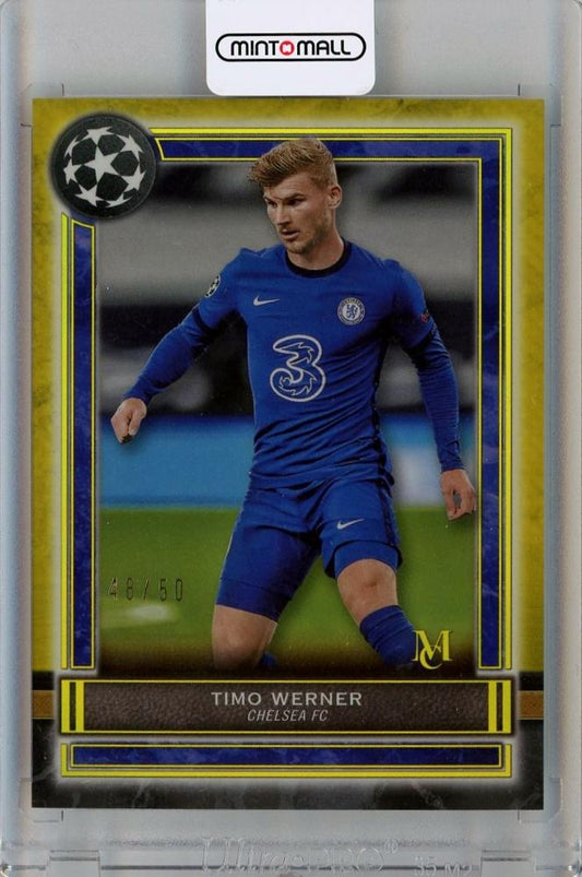 2020-21 Topps Museum Collection UEFA Champions League Timo Werner Gold #36 numbered 48 out of 50 trading card