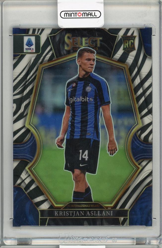 2022-23 PANINI SELECT SERIE A Kristjan Asllani Zebra PRIZM rookie trading card #140 FC Internazionale Milano