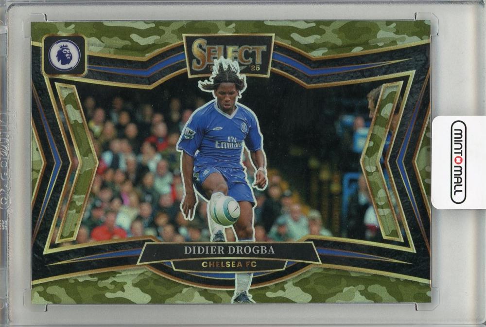 2024-25 PANINI SELECT PREMIER LEAGUE Didier Drogba Camo trading card numbered 249 of 150 ChelseaFC