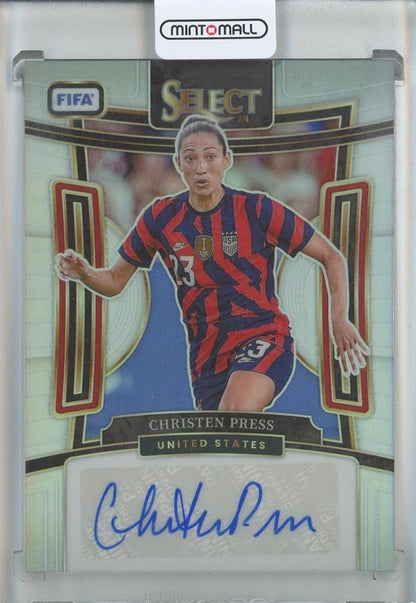 2023-24 Panini Select FIFA Christen Press Auto trading card serial #S-CP from the United States