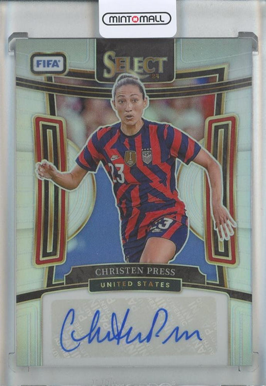 2023-24 Panini Select FIFA Christen Press Auto trading card serial #S-CP from the United States