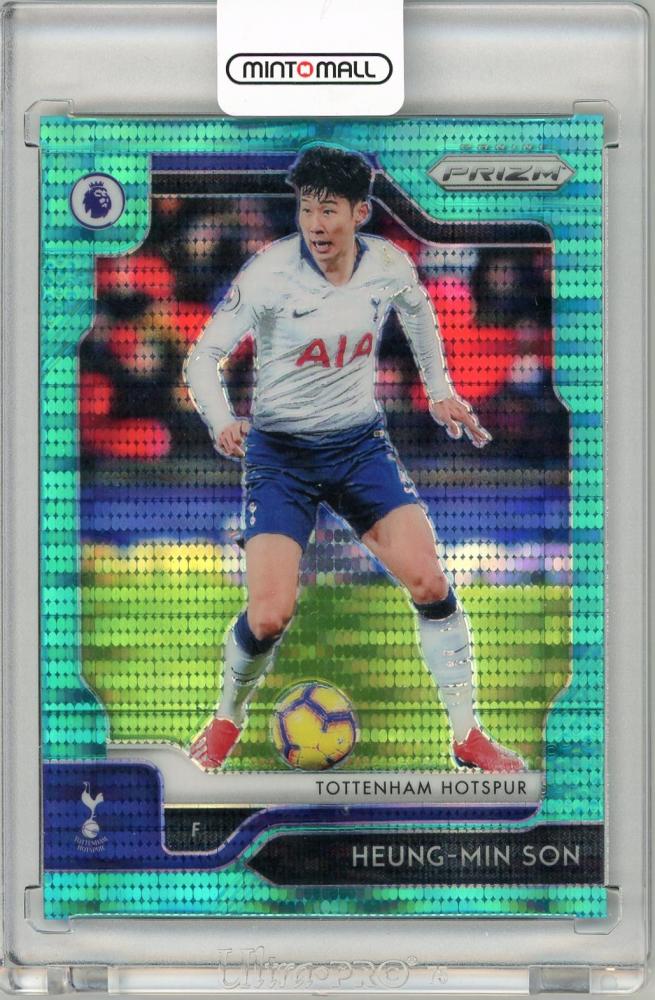 2019-20 Panini Prizm Premier League Soccer card featuring Heung-Min Son Teal Breakaway Prizms 35/35 from Tottenham Hotspur