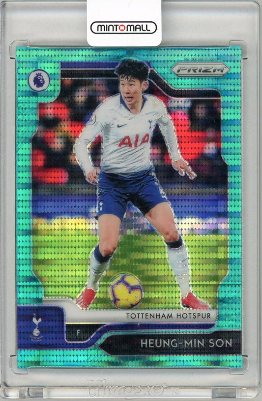 2019-20 Panini Prizm Premier League Soccer card featuring Heung-Min Son Teal Breakaway Prizms 35/35 from Tottenham Hotspur