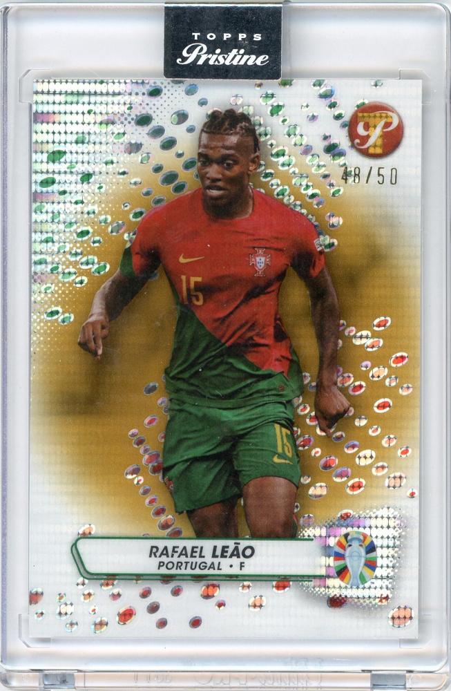 2023 Topps Pristine Road to Euro 2024 Rafael Leao Gold Refractors card number 48 of 50 from Portugal edition
