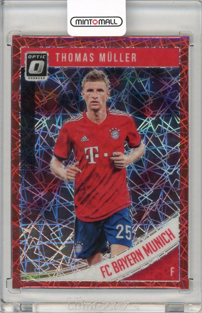 2018-19 Panini Donruss Soccer Thomas Muller Red Velocity card numbered 02 of 50 from FC Bayern Munchen
