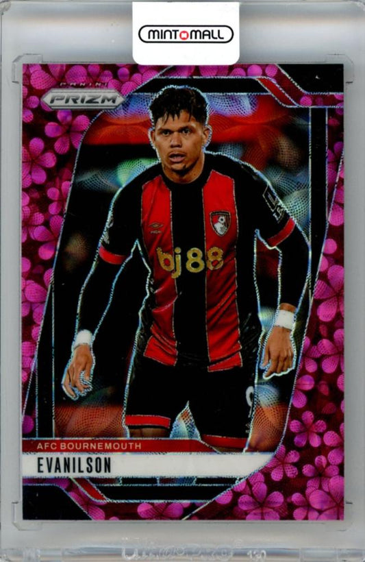 2024-25 Panini Prizm Premier League Soccer card featuring Evanilson #188 Plum Blossom Parallel 4/8 AFC Bournemouth