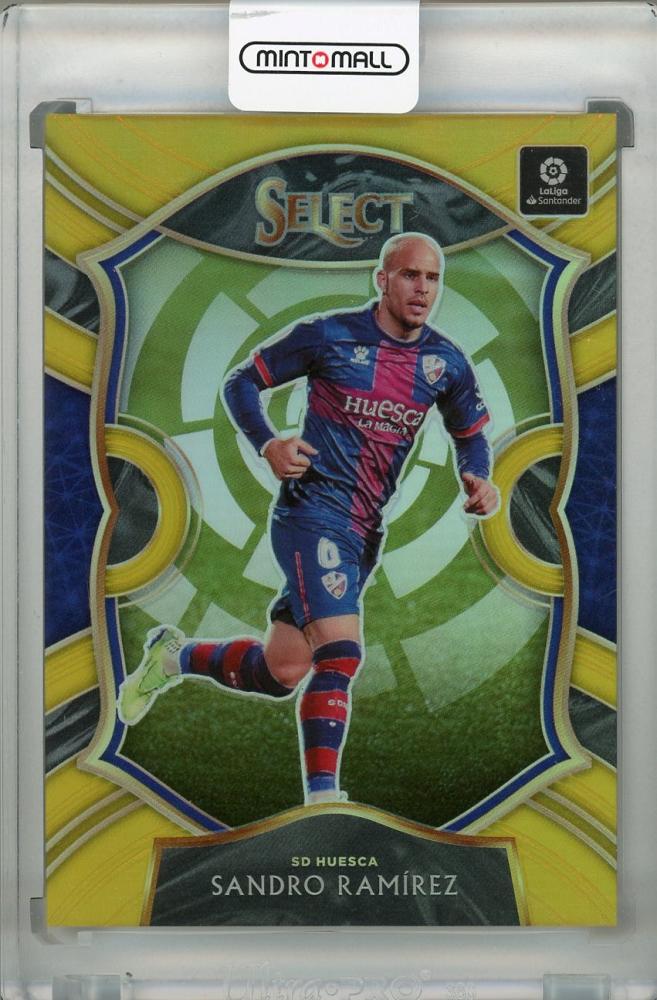 2020-21 Panini Chronicles SD Huesca Sandro Ramirez Gold parallel card numbered 06/10