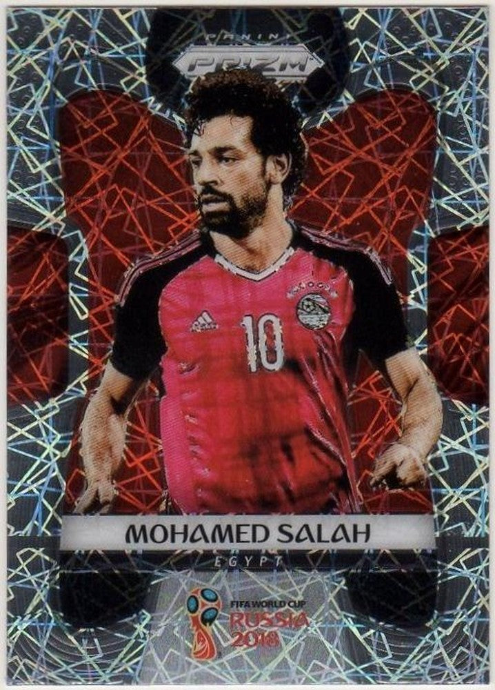 2018 Panini World Cup Prizm Mohamed Salah No.54 soccer trading card featuring Mohamed Salah