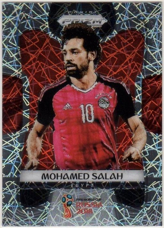 2018 Panini World Cup Prizm Mohamed Salah No.54 soccer trading card featuring Mohamed Salah