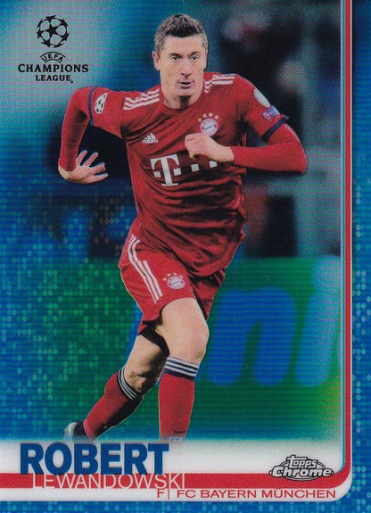 2018-19 Topps Chrome UEFA Champions League Robert Lewandowski FC Bayern Munchen Blue parallel card number 033 out of 150