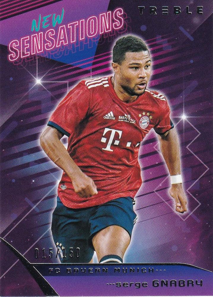 2018-19 Panini Treble FC Bayern Munich Serge Gnabry trading card numbered 015 of 150