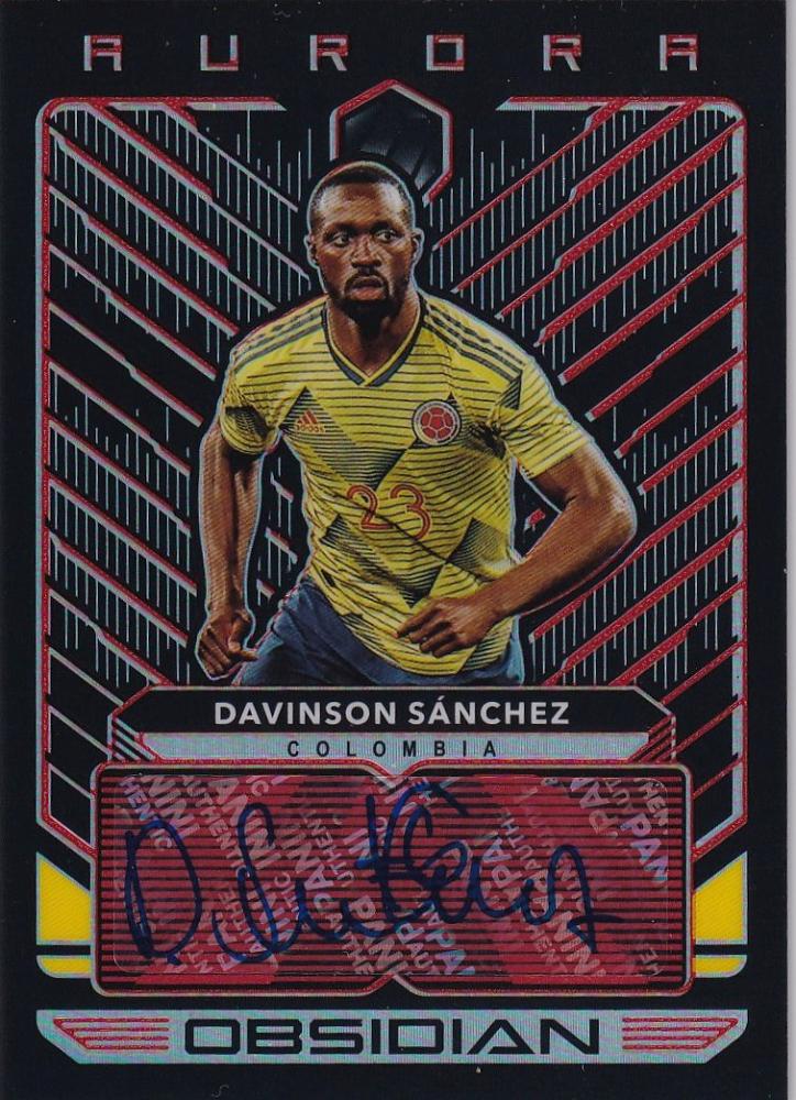 2019-20 Panini Obsidian Colombia Davinson Sanchez Aurora Autographs card numbered 13 of 22
