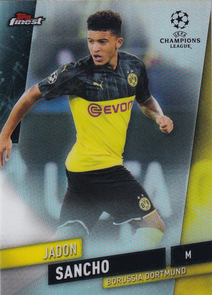 2019-20 Topps Finest UEFA Champions League Borussia Dortmund Jadon Sancho Base Refractor soccer card