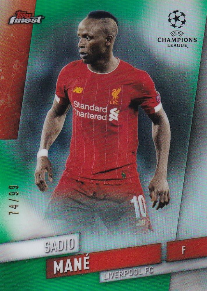 2019-20 Topps Finest UEFA Champions League Sadio Mane Liverpool FC Green Parallel Card 74 of 99