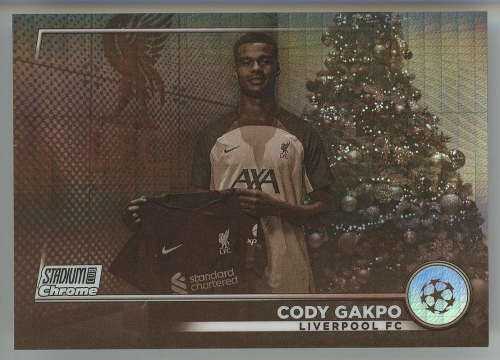 2022-23 TOPPS Stadium Club Chrome UEFA Cody Gakpo Sepia Prism Refractors soccer card number 33 of 75