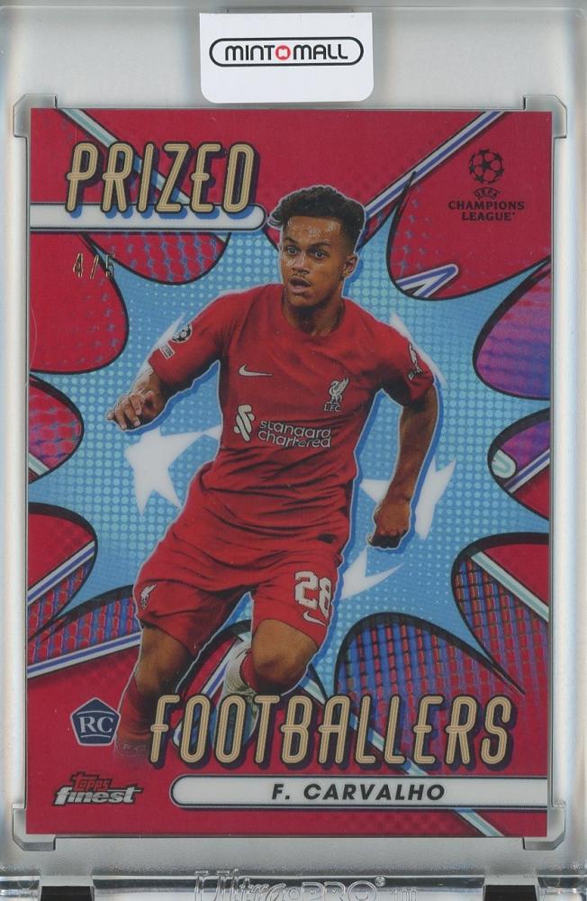 2022-23 Topps Finest UEFA Club Competitions Soccer card featuring F.Carvalho Prized Footballers Red Parallels RC 45021
