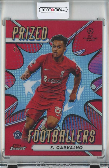 2022-23 Topps Finest UEFA Club Competitions Soccer card featuring F.Carvalho Prized Footballers Red Parallels RC 45021