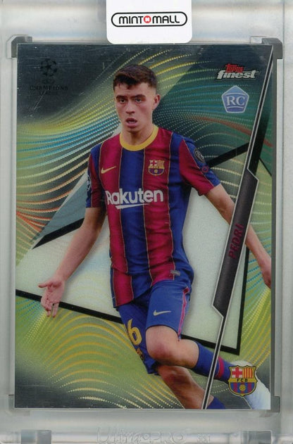 2020-21 Topps Finest UEFA Champions League football card of Pedri from FC Barcelona series Finest