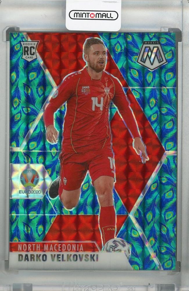 2021 Panini Mosaic UEFA Euro 2020 Darko Velkovski base Peacock trading card with minor stain on back