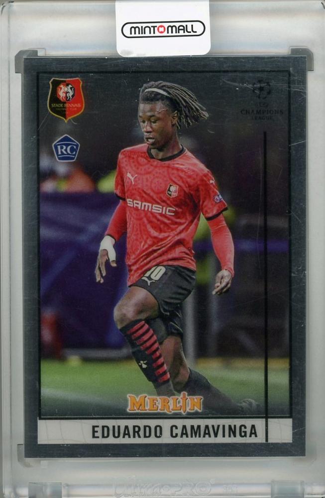 2020-21 Topps Merlin Chrome trading card of Eduardo Camavinga from Stade Rennais F.C.