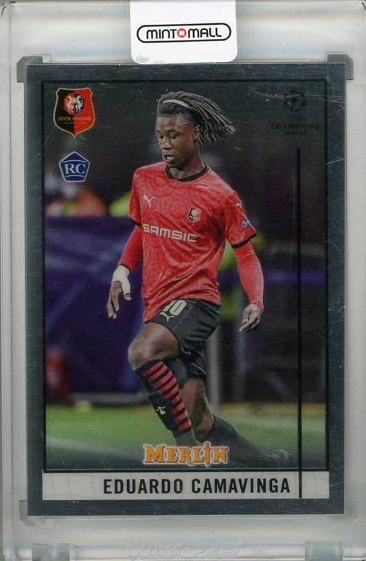 2020-21 Topps Merlin Chrome trading card of Eduardo Camavinga from Stade Rennais F.C.