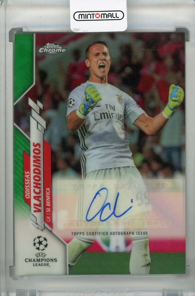 2019-20 Topps Chrome UEFA Champions League SL Benfica Odisseas Vlachodimos autograph green parallel card numbered 95/99
