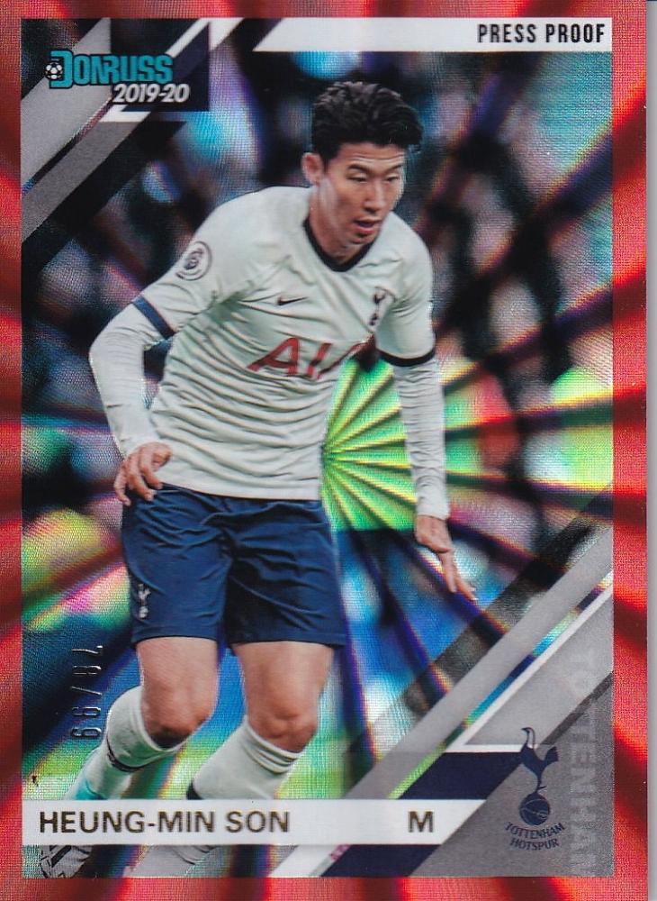 2019-20 Panini Chronicles Tottenham Hotspur Heung-Min Son Base Donruss Premier League Red Parallel card number 78 out of 99