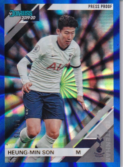 2019-20 Panini Chronicles Heung-Min Son Tottenham Hotspur Base Donruss Premier League Blue Parallel card 06 of 75