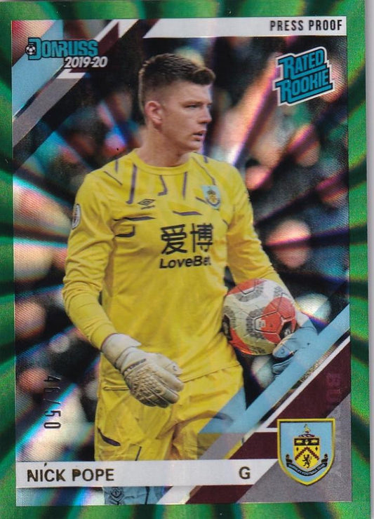 2019-20 Panini Chronicles Burnley Nick Pope Base Donruss Premier League Green Parallel card number 46/50