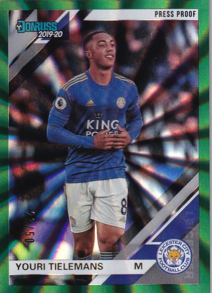 2019-20 Panini Chronicles Leicester City Youri Tielemans Base Donruss Premier League Green parallel card 23/50