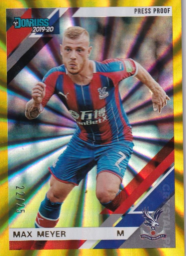 2019-20 Panini Chronicles Donruss Premier League Max Meyer Crystal Palace Gold Parallel card 22 of 25
