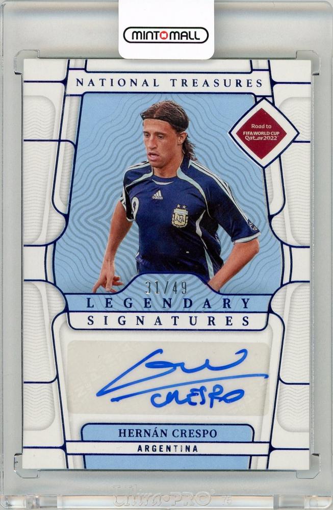 2022 Panini National Treasures Road to World Cup Hernan Crespo Sapphire Autographs card serial 31 of 49 Argentina