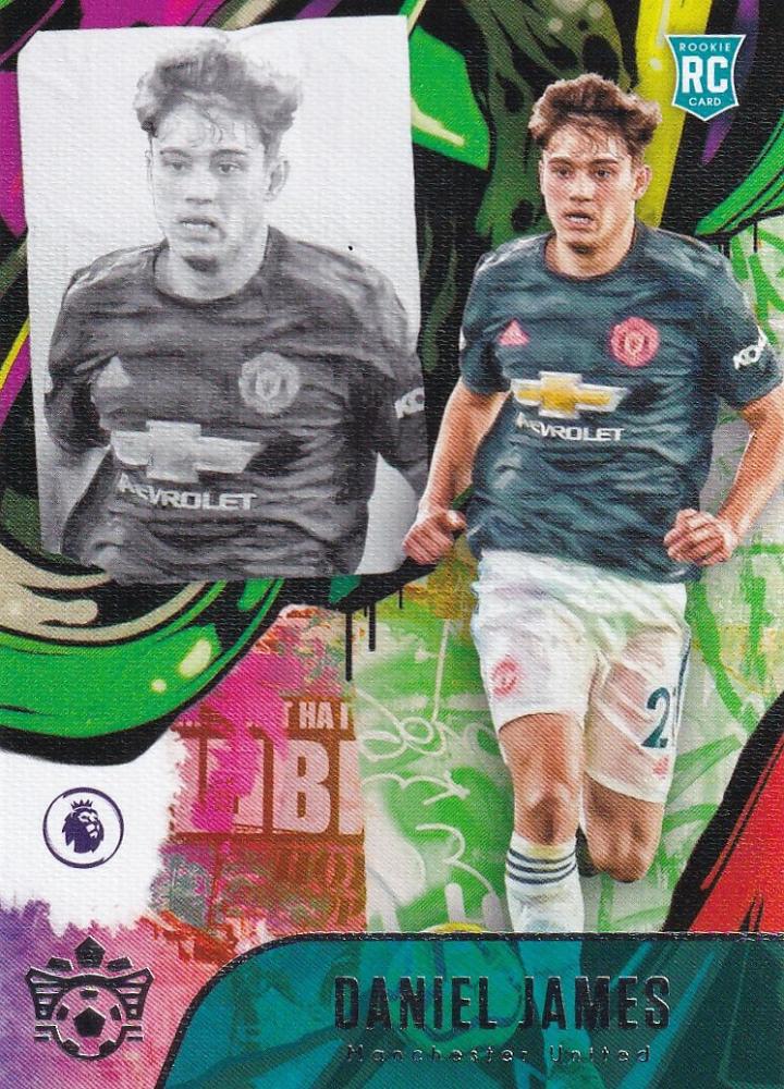 2019-20 Panini Chronicles trading card of Manchester United player Daniel James Pitch Kings Rookies II