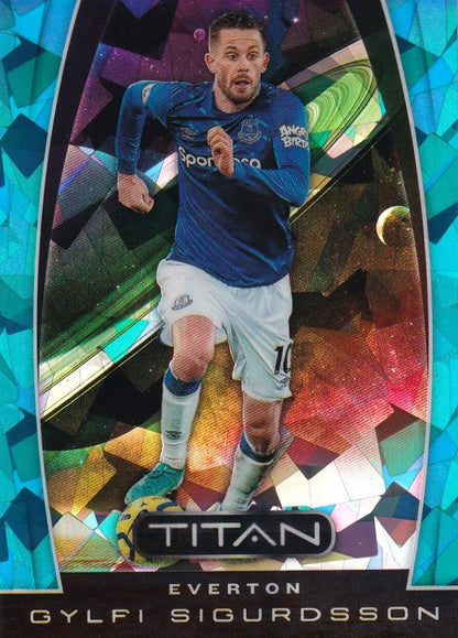 2019-20 Panini Chronicles Everton Gylfi Sigurdsson Titan Blue Ice Parallel trading card number 88 out of 99