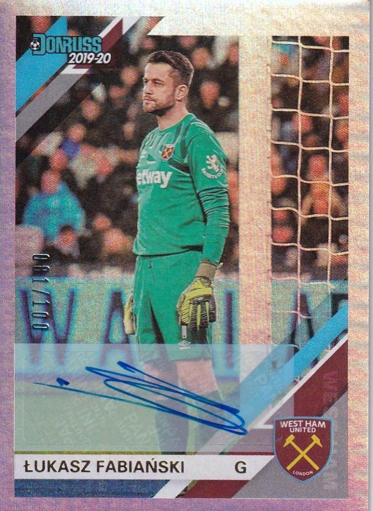 2019-20 Panini Chronicles West Ham United Lukasz Fabianski Base Donruss Signature Edition card 081/100