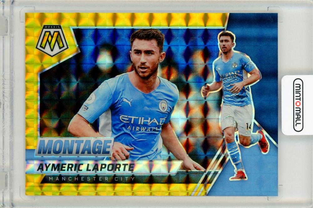 2021-22 Panini Mosaic Premier League Aymeric Laporte trading card No.27 Gold serial 3 of 10