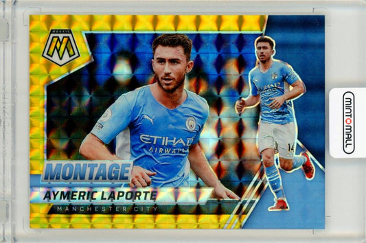 2021-22 Panini Mosaic Premier League Aymeric Laporte trading card No.27 Gold serial 3 of 10