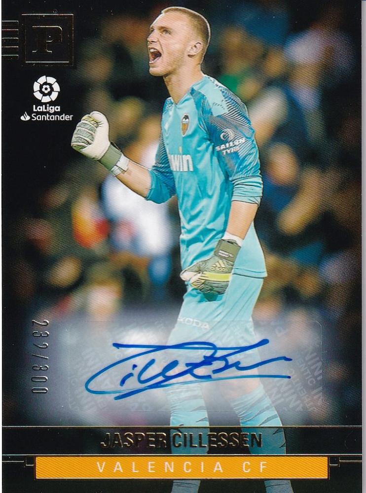 2019-20 Panini Chronicles trading card of Jasper Cillessen from Valencia CF numbered 232 out of 300