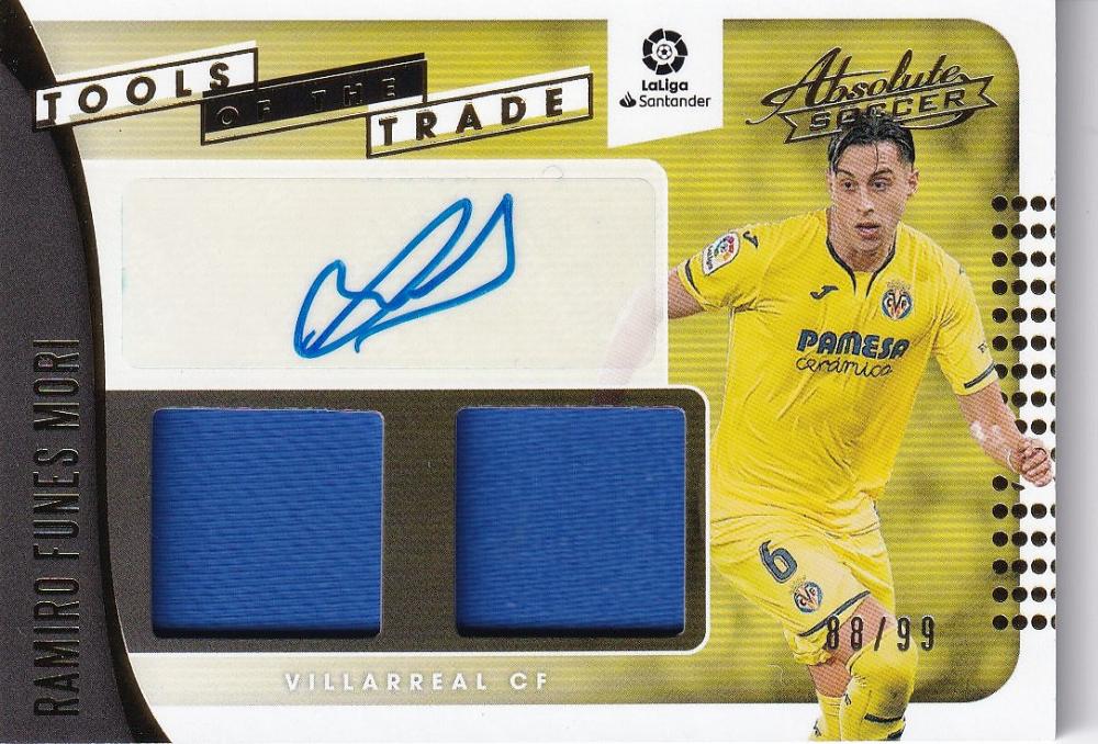 2019-20 Panini Chronicles Villarreal CF Ramiro Funes Mori Absolute Tools of the Trade trading card number 88 of 99 featuring back stain