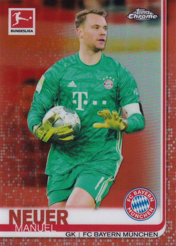 2019-20 Topps Chrome Bundesliga football card of Manuel Neuer FC Bayern Munchen Base Orange parallel 04/25