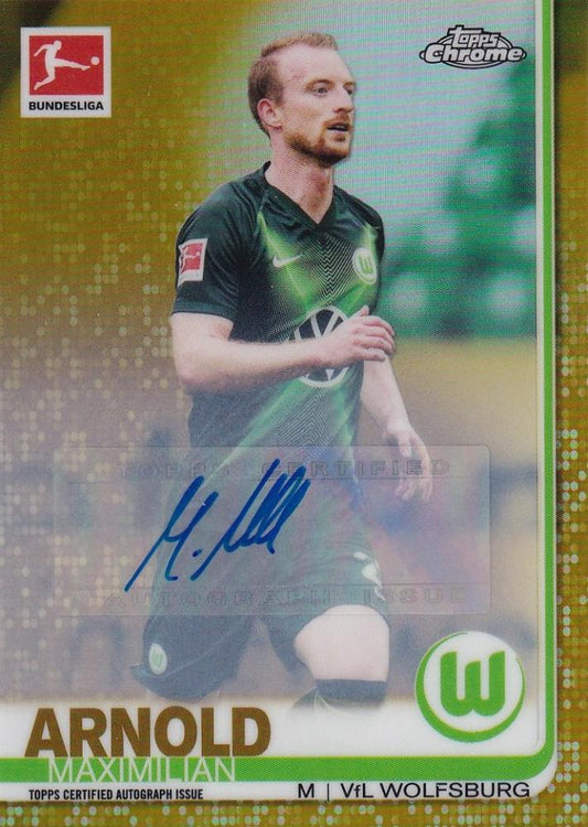 2019-20 Topps Chrome Bundesliga VfL Wolfsburg Maximilian Arnold Base Autographs Gold Parallel card serial 05 of 50