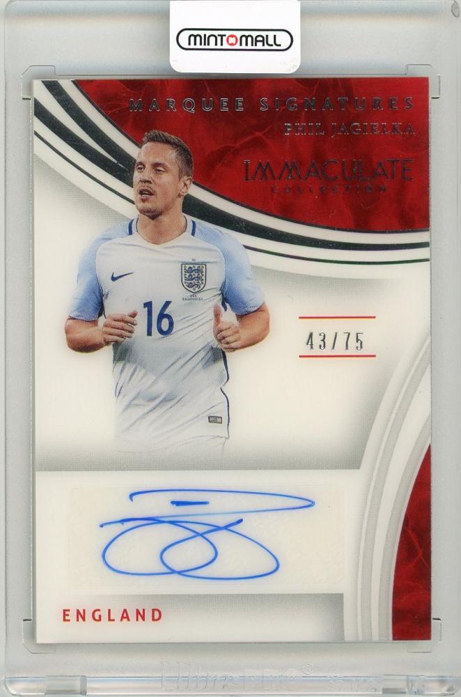 2017 Panini Immaculate Collection Phil Jagielka Marquee Signatures card numbered 43 out of 75 from England