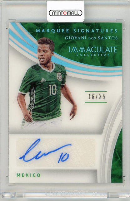 2017 Panini Immaculate Collection Giovani Dos Santos Marquee Signatures Sapphire Parallel card number 16 of 35