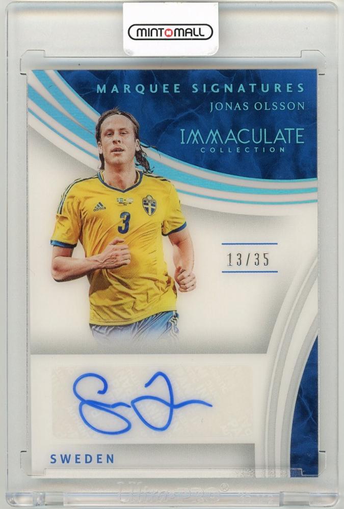 2017 Panini Immaculate Collection Jonas Olsson Marquee Signatures Sapphire Parallel card numbered 13 of 35