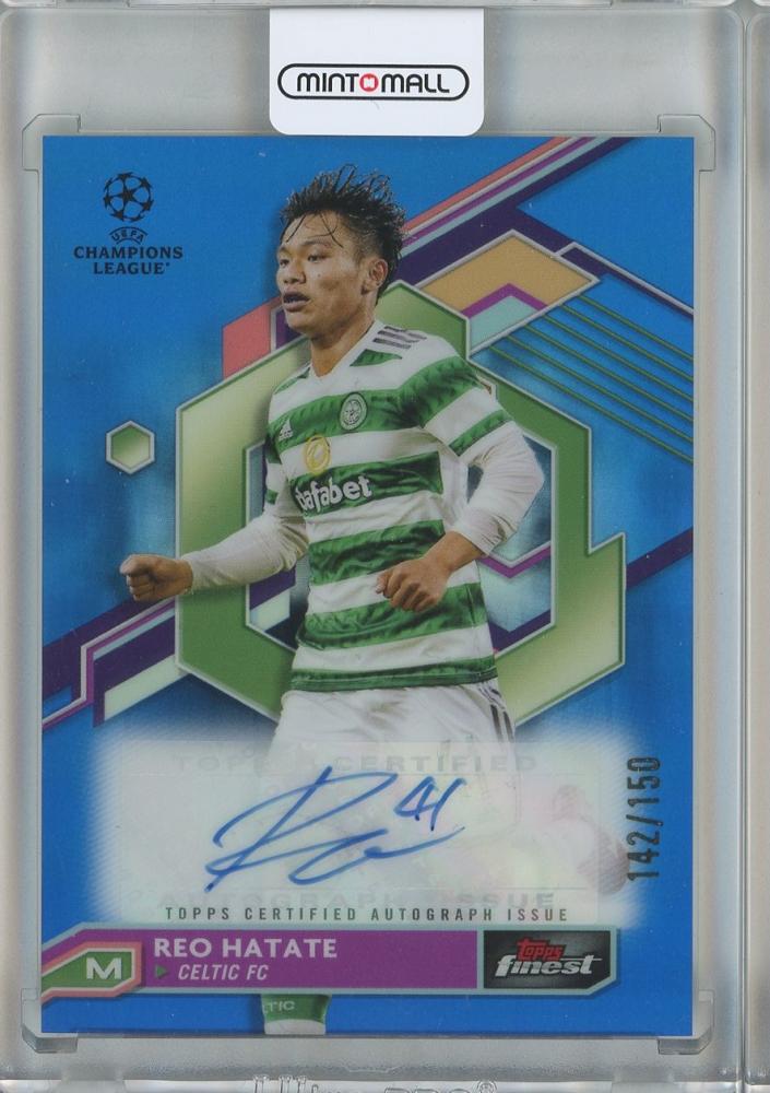 2022-23 Topps Finest UCL Reo Hatate Blue Refractors Auto card #A-RH142/150 from Celtic FC with autograph